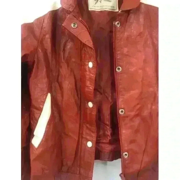 Gruno et Chardin Women's Vintage Leather Jacket Burgundy Size 8 - Picture 3 of 8